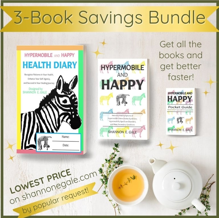 health diary, book, and pocket guide on a table with thyme herb branches, a teapot, and a cup of tea