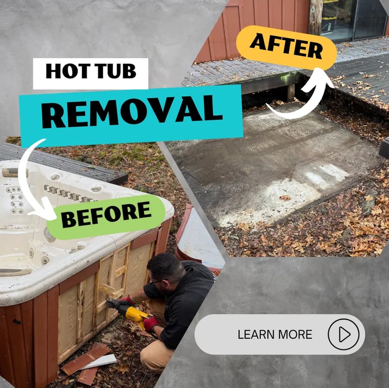 before and after of hot tub removal