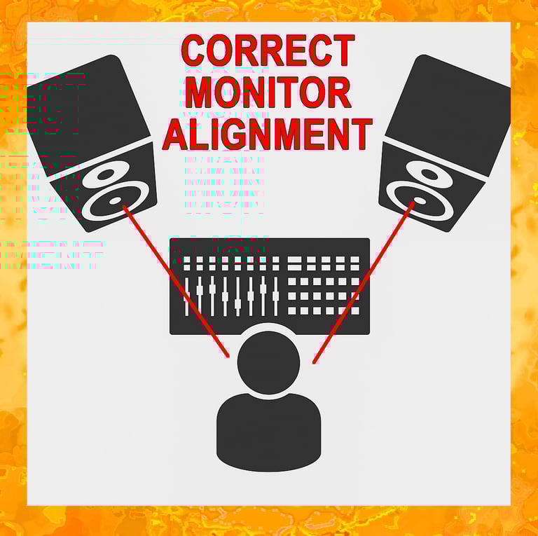 drawing of proper recording studio monitor setup