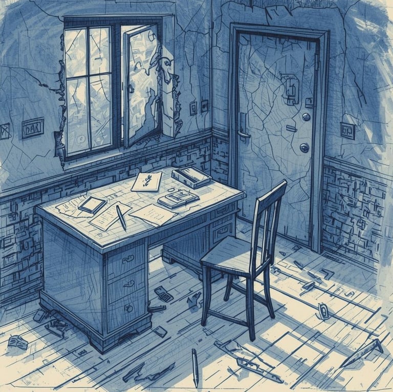 a desk with a chair and a desk with a chair