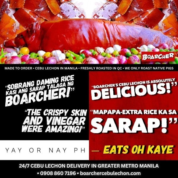 photo collage of cebu lechon reviews of boarcher cebu lechon house