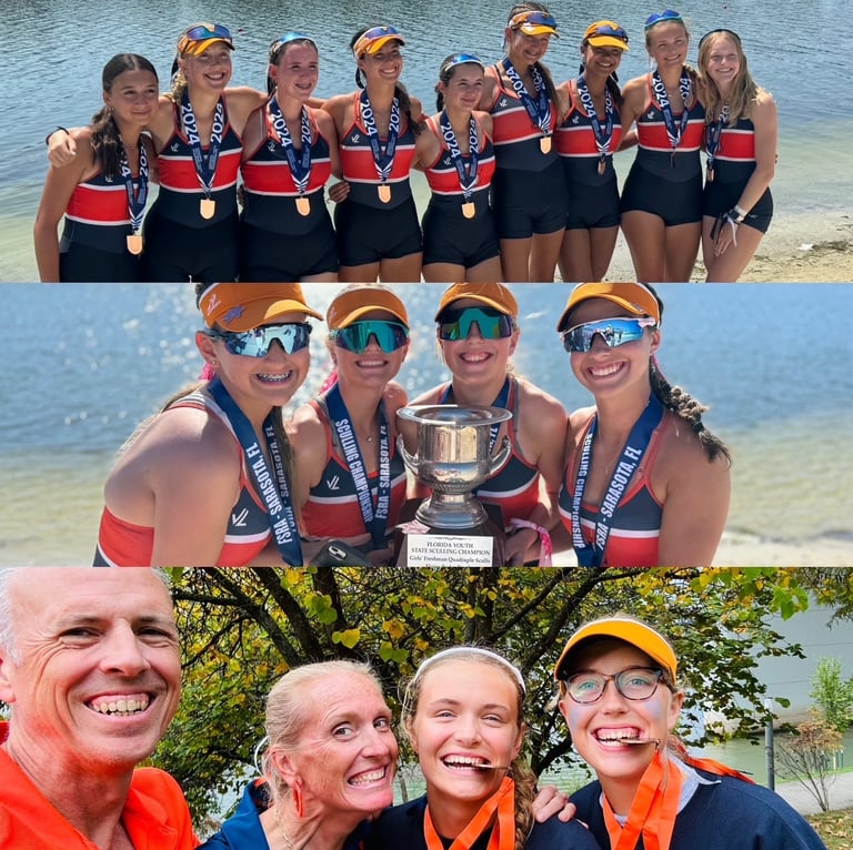 U17 8+ Regionals Medal and Freshman 4x States Champs Medal and Head of the Hooch 2- Medal