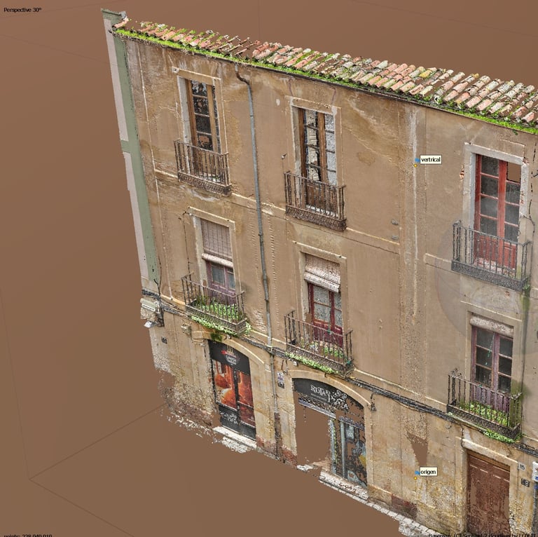nube de puntos de fachada con LiDAR