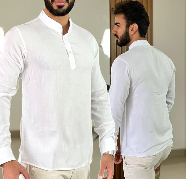 Camisa Social de Linho Masculina, bata premium