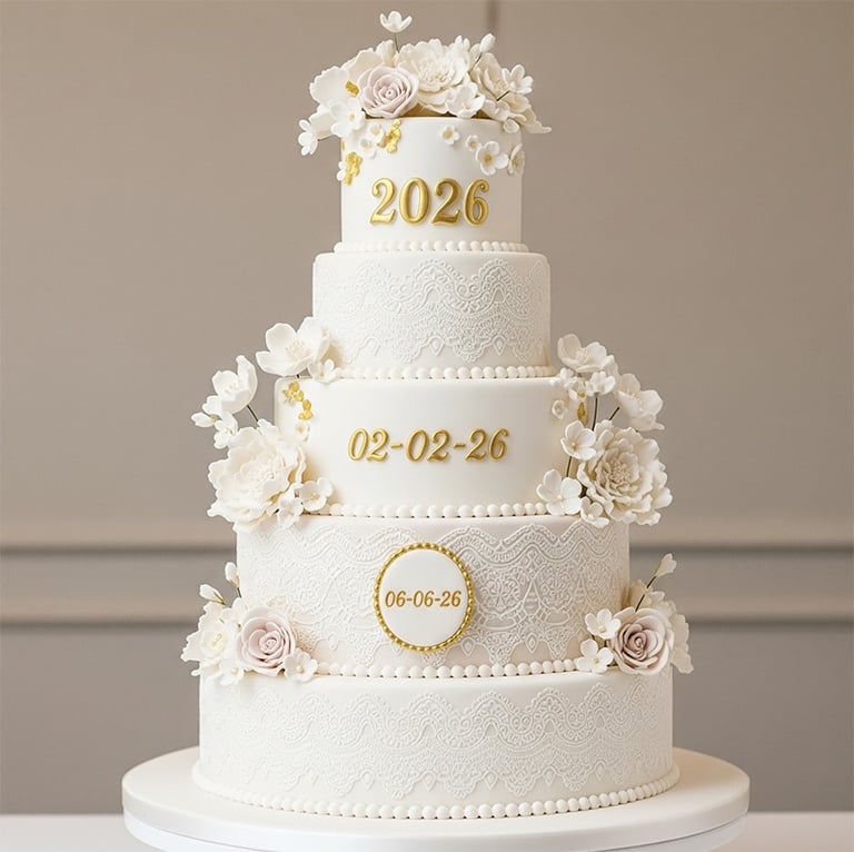 a wedding cake with a white and gold wedding cake