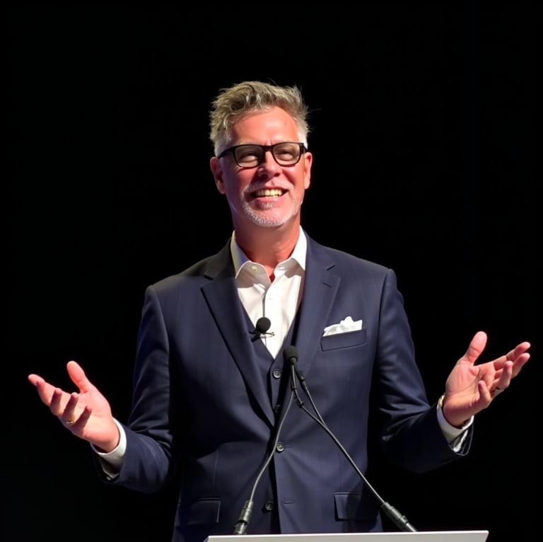 Kurt Wendler-Rothenberger in a suit and glasses speaking into a microphone