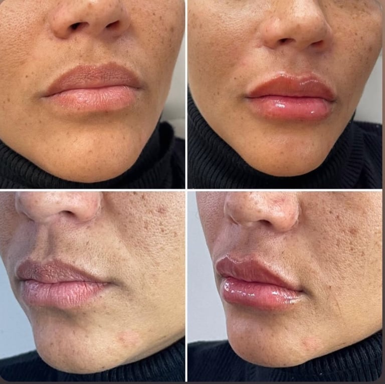a woman with a lot of freckers on her lips
