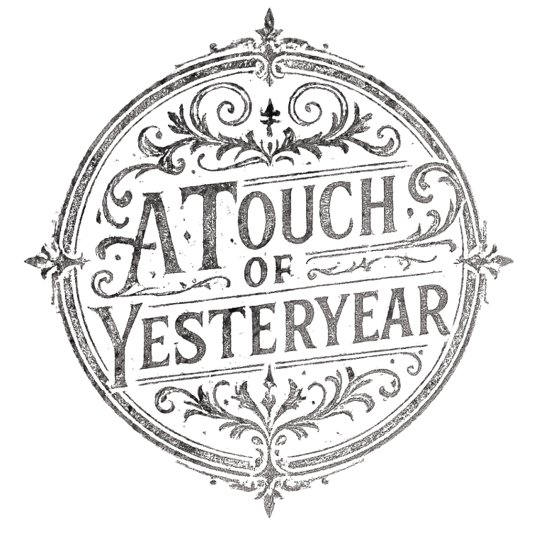 logo in vintage engraved lettering with Victorian flourishes on parchment.