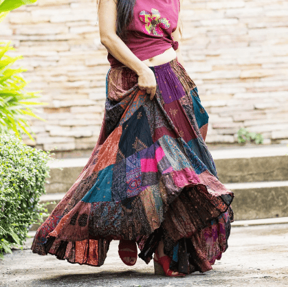 Long Patchwork Skirt 