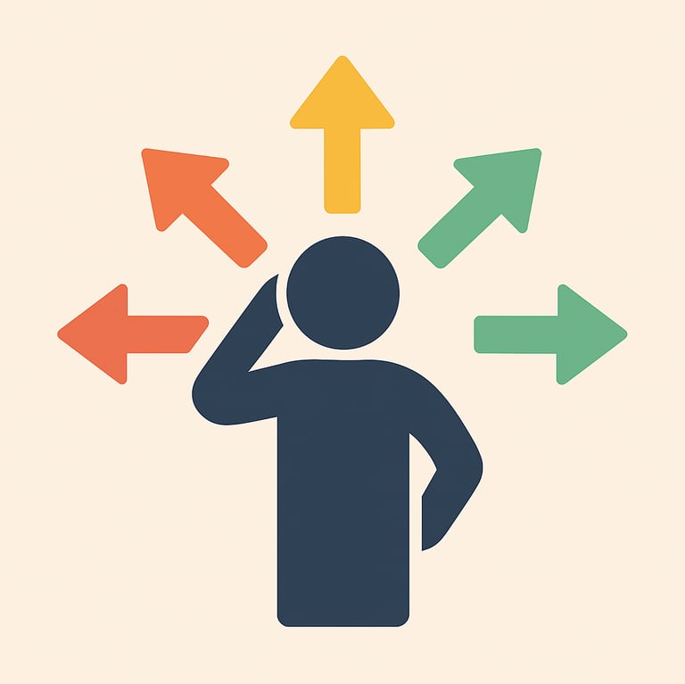 A person is obviously confused and thinking about multiple options