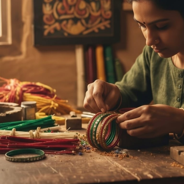 “Lac Chudi vibrant lac bangle detail shot showcasing traditional Indian craftsmanship
