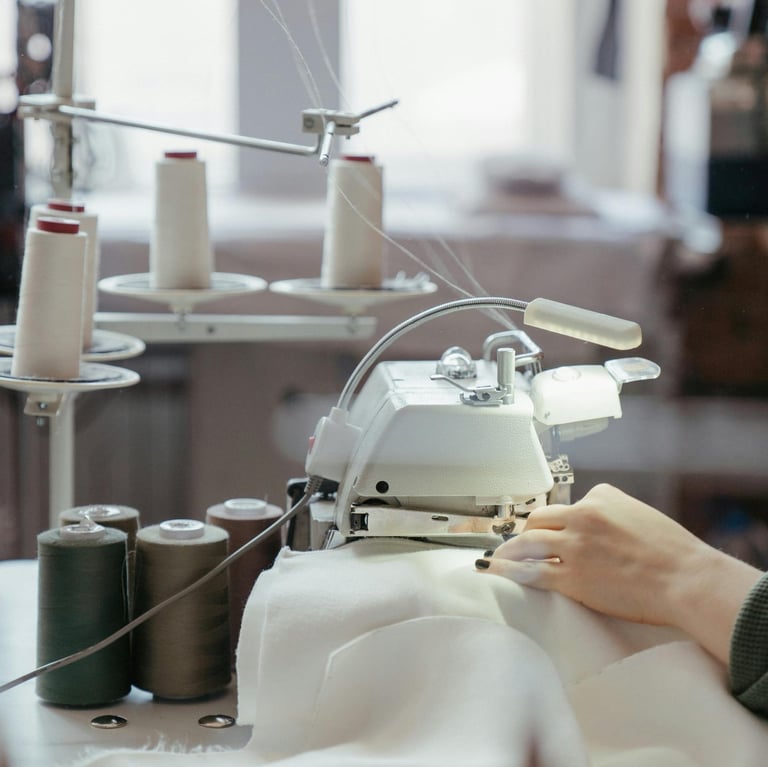 Behind the scenes with Ellen, master seamstress, altering and restoring clothes in her workshop.