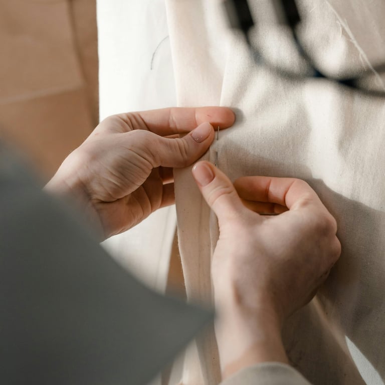 Behind the scenes with Ellen, master seamstress, altering and restoring clothes in her workshop.