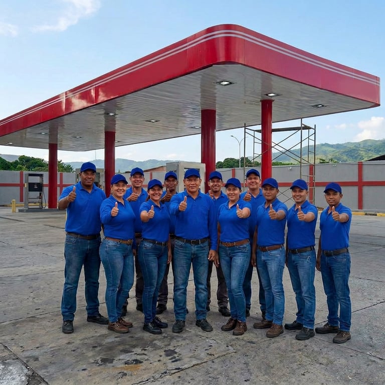 Equipo técnico profesional de Petrosur C.A. especialistas en mantenimiento de estaciones de servicio