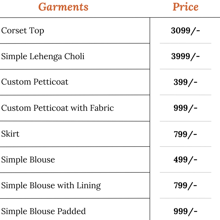 Ladies Tailoring Price