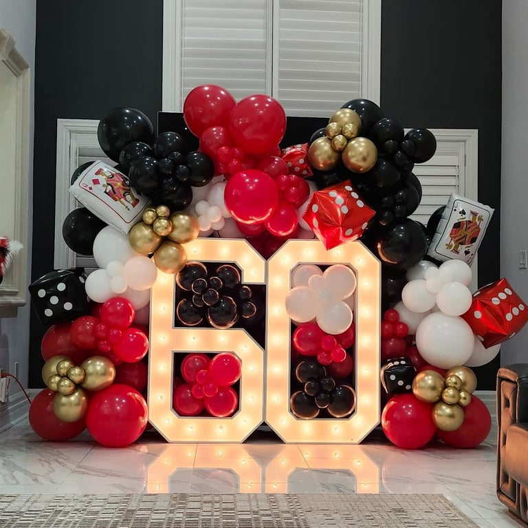 60 marquee number sign with a casino theme