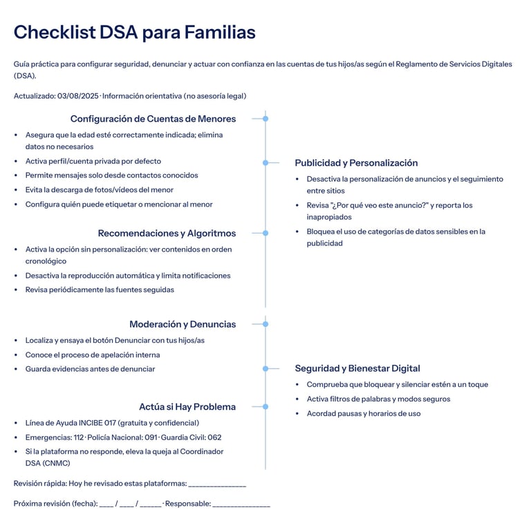 Checklist DSA para familias