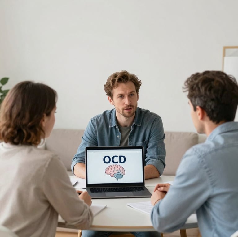 A calm and empathetic session of psychoeducation with a partner of a person with OCD.
