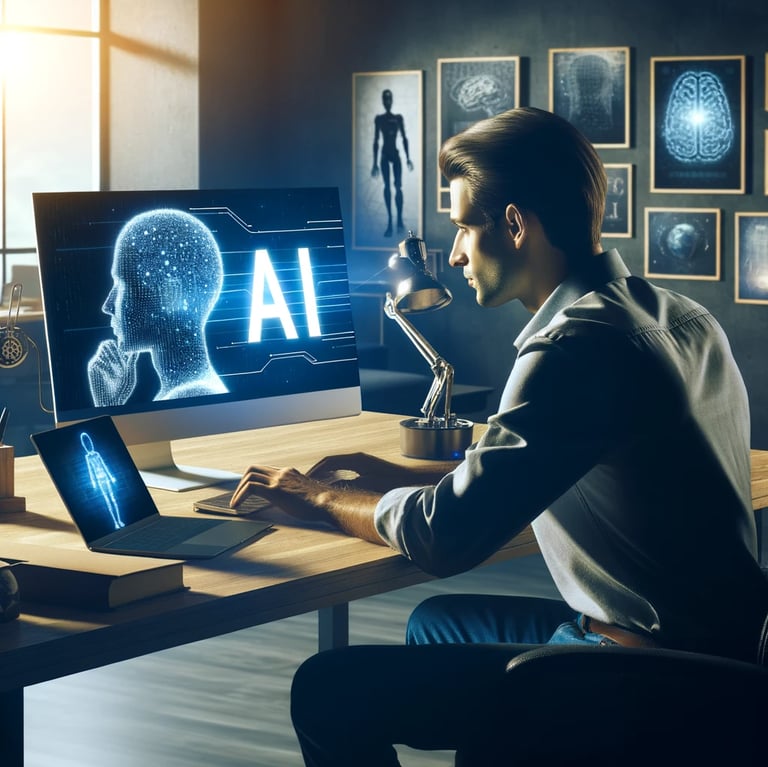 man using AI on a screen