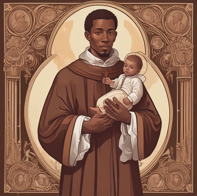 São Benedito segurando o menino Jesus