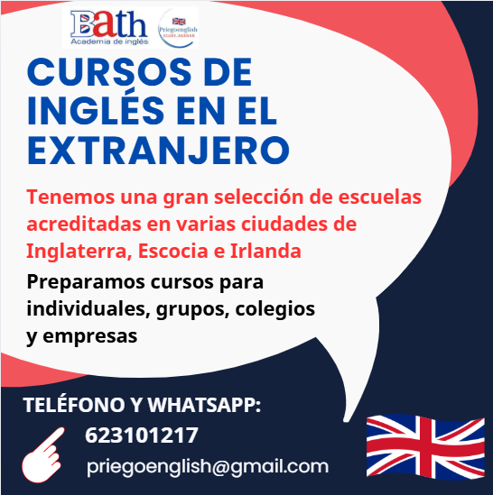 Anuncio de cursos de inglés en el extranjero con Bath Academia de Inglés para Inglaterra, Escocia e Irlanda.