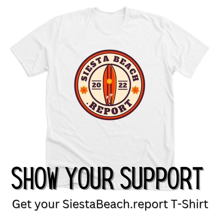 siesta beach report tshirt
