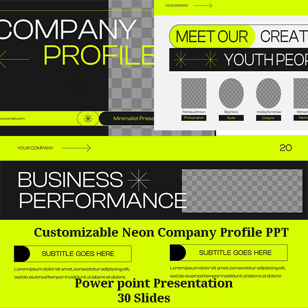neon colored company profile power point presentation