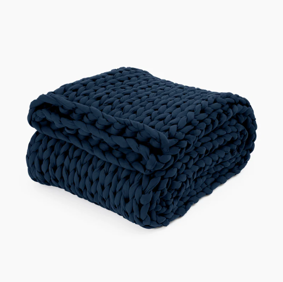 Hand-knit cotton weighted blanket for deep, restful sleep