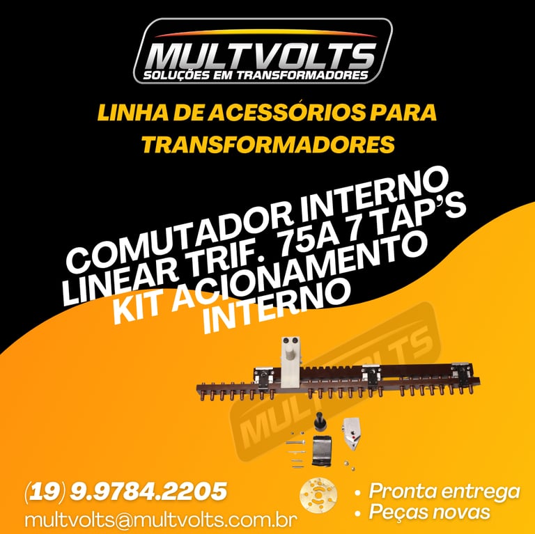 Comutador Interno Linear Trifasico 7 Tap's 75 A. com Kit Acionamento Externo