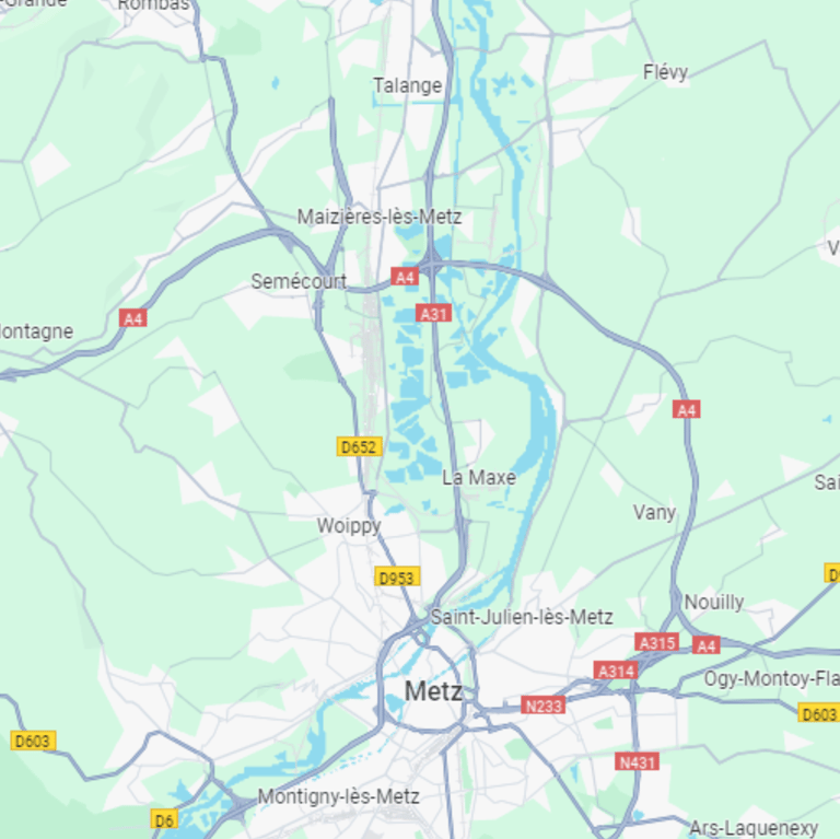 Carte de la ville de Metz et des villes alentours