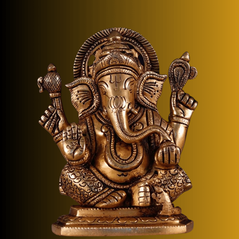 a statue of a gan ganesh idol in brass  