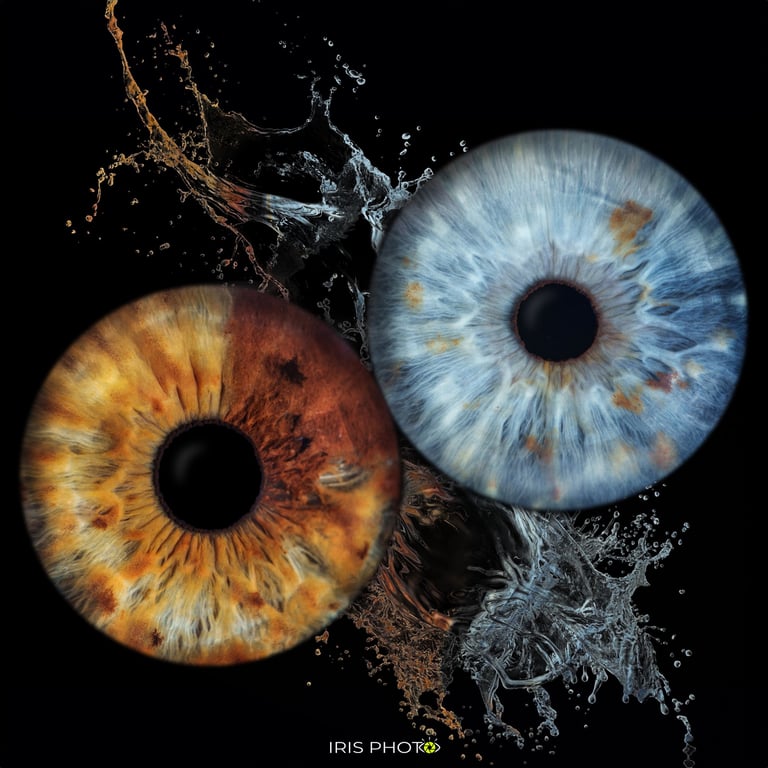 a pair of eyes with a blue eye and a brown eye