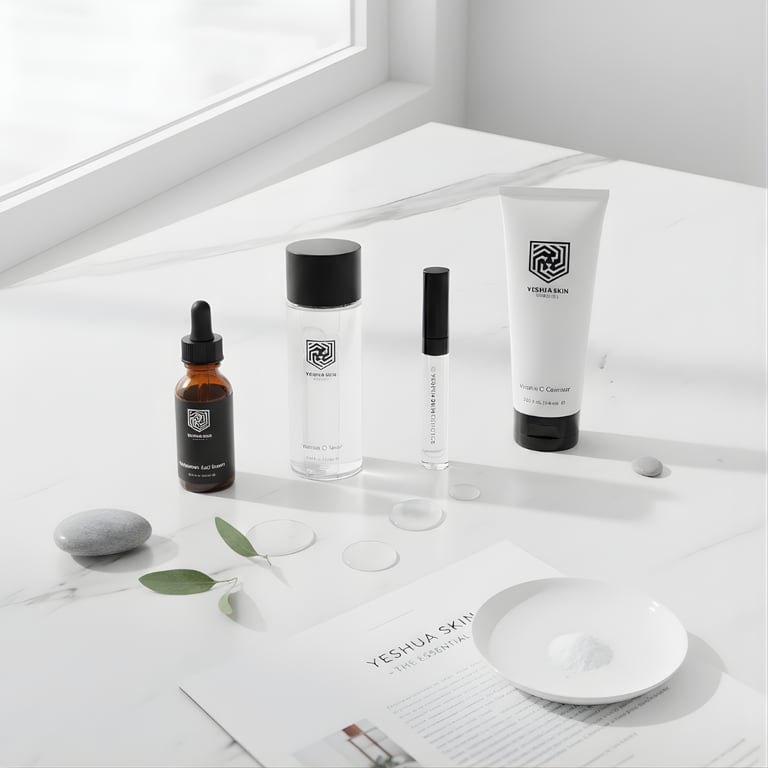 a table with skin care products
