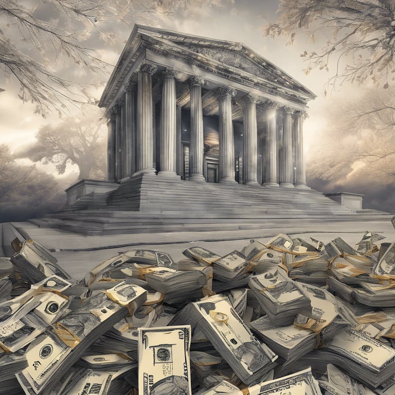 Until debt tear us apart printed red brick wall at daytime