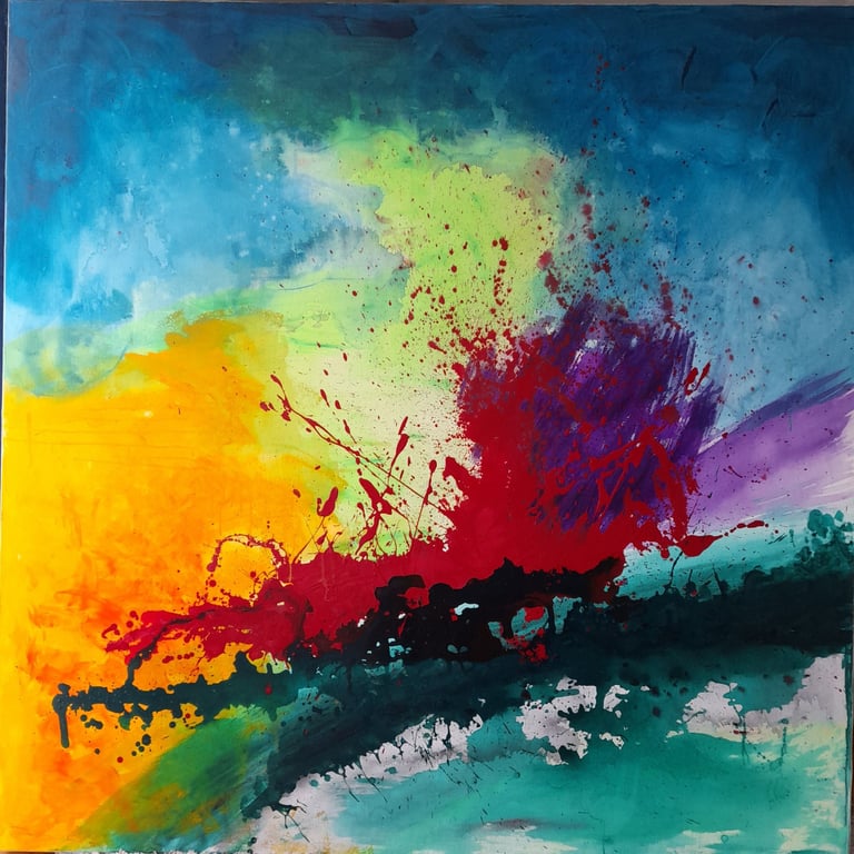Tableau abstrait contemporain – Couleurs et textures – Jacqueline Poitevin – Collectionneurs d’art