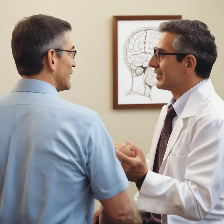 A poster features a close-up of a woman's face with a message about psychology. The top of the poster has the phrase 'GET PSYCHED!' in large orange text. Below, there is a series of questions in varying sizes and colors, exploring different psychological topics. The bottom part of the poster contains a web address.