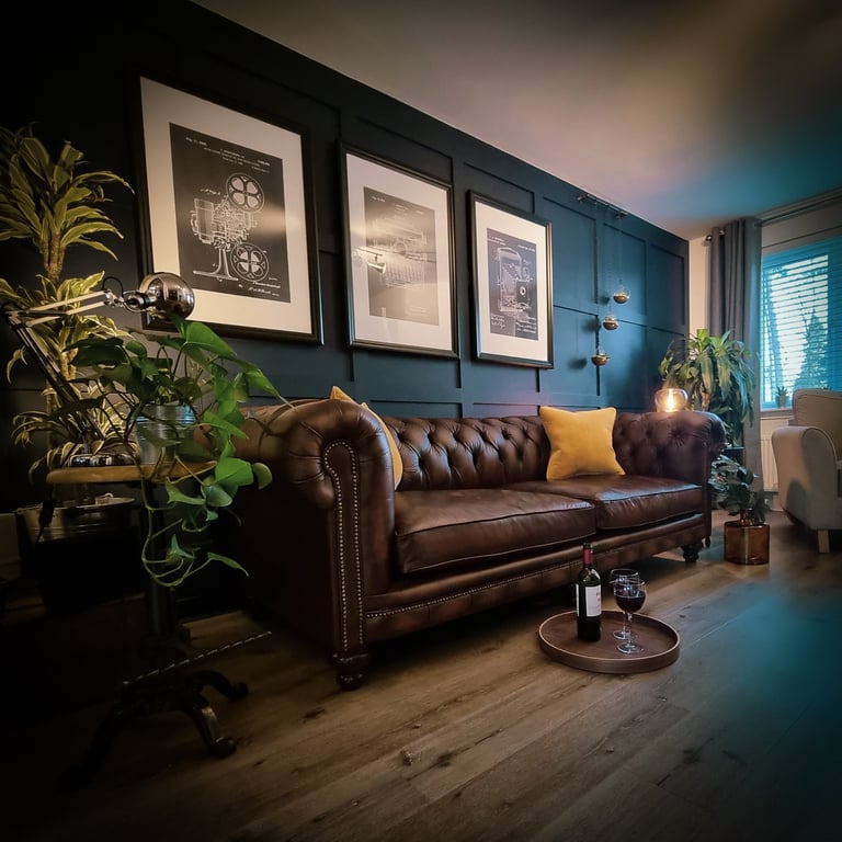 Canapé chesterfield cuir marron neuf décoration d'intérieur