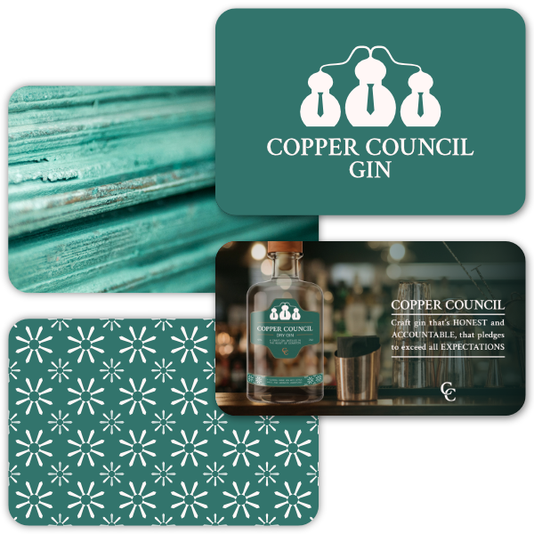 Collection of four images of the brand Copper Council stacked on top of each other