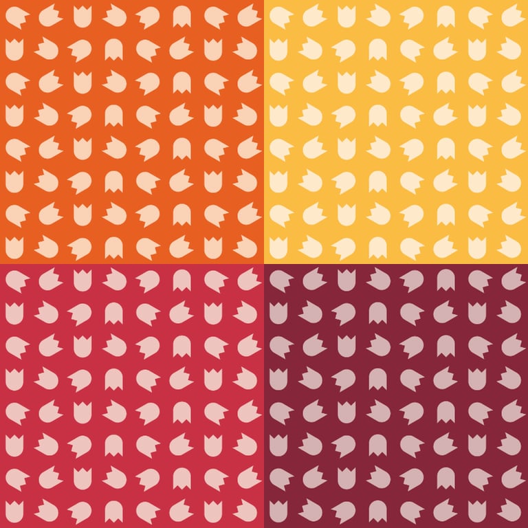 Brand pattern of paw prints in all four brand colours