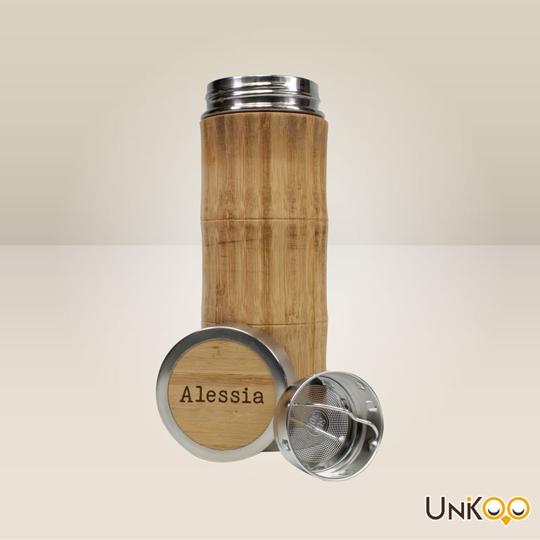 borraccia thermos in legno idea regalo personalizzata con incisione laser