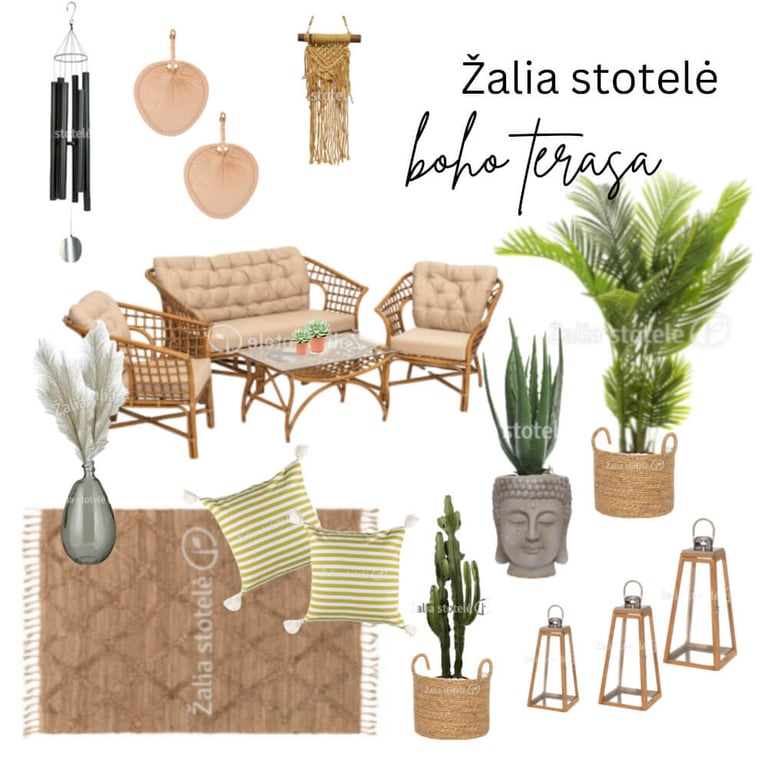 boho terasa dizainas