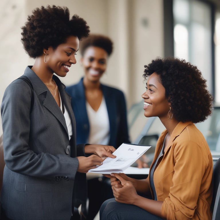 A friendly notary public meeting a client at their cozy home office.