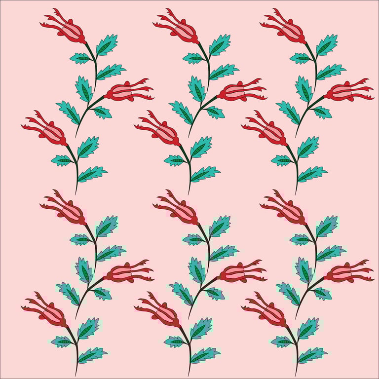 Geleneksel Türk El Sanatlarında lale deseni dijital çizim yorumlaması.