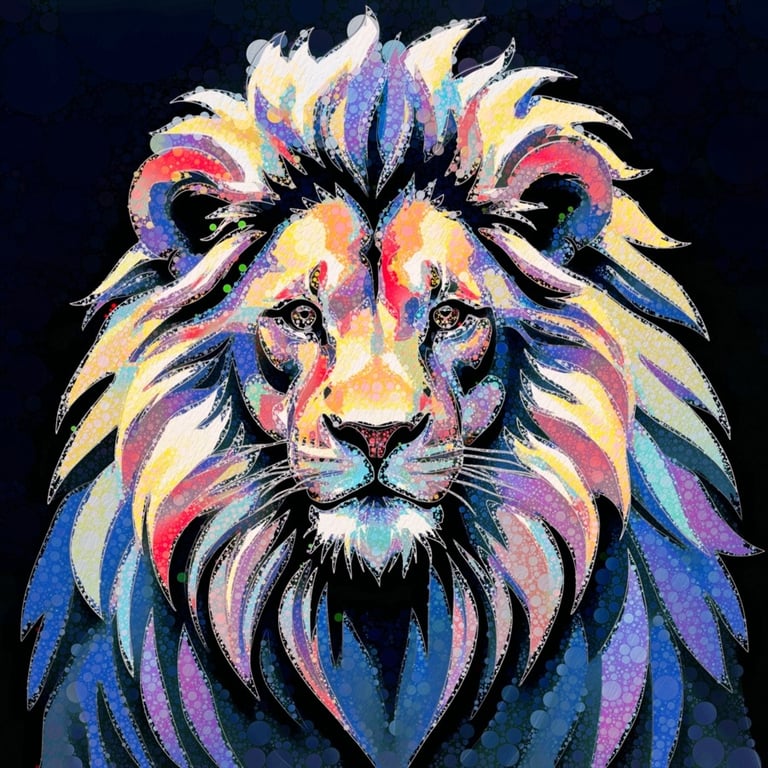 Abstract Male lion, digital artwork by Philip Preston.