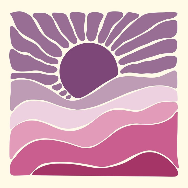 Un soleil violet sur des collines