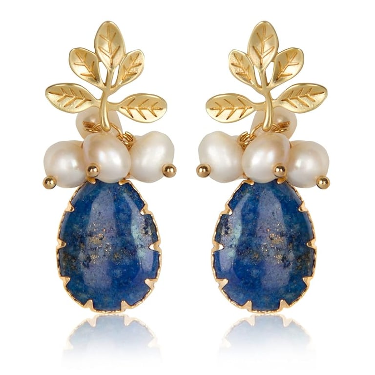 Accessories for Black Dress: Blue Navy Lapis Lazuli Drop Earrings