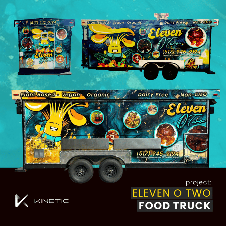 All angles of a vegan food truck wrap in Michigan