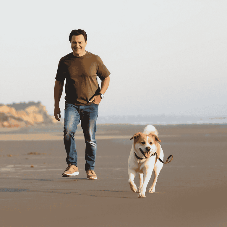 Man and dog on the beach