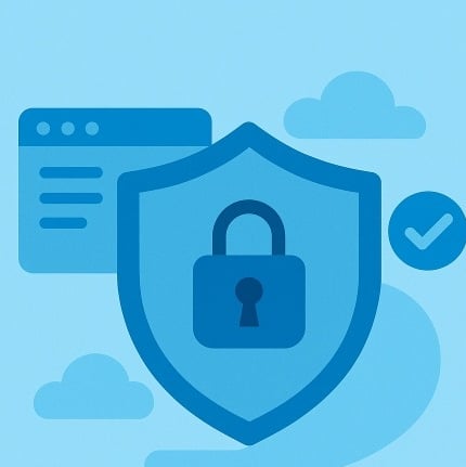 a blue shield shield with a lock and a padlock on it