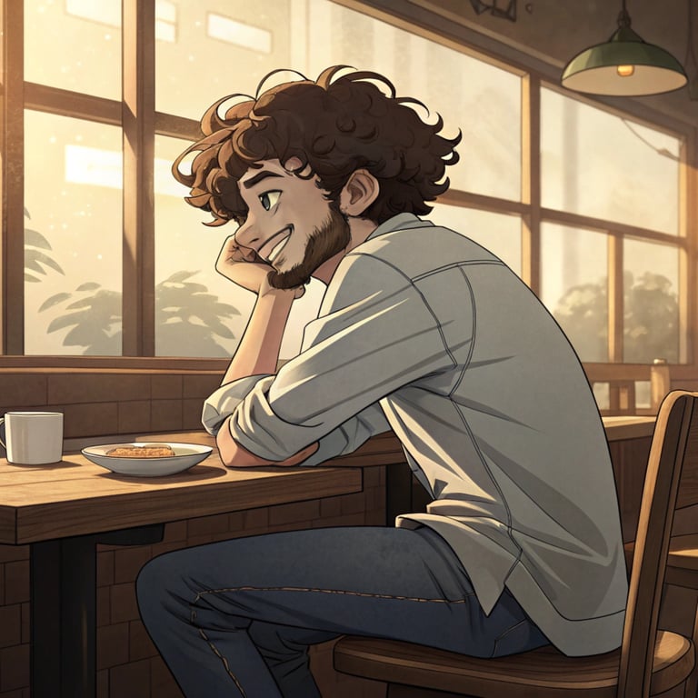 Illustration d'un personnage dans un café